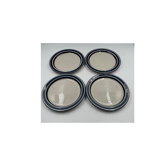 The Market Place Other - 4 Japanese Genuine Stoneware The Market Place 7 1/4" Salad Plates Blue / Brown